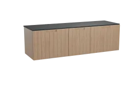 Balmani Adagio meuble salle de bains suspendu 180 x 55 cm chêne vieilli avec Stretto tablette simple ou double en granit noir