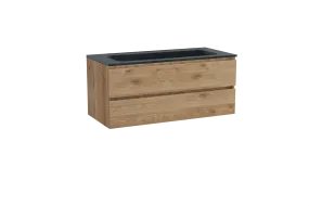 Balmani Lucida meuble salle de bains suspendu 120 x 55 cm chêne brut avec Tablo Strada plan simple pour 2 trous de robinet en ma