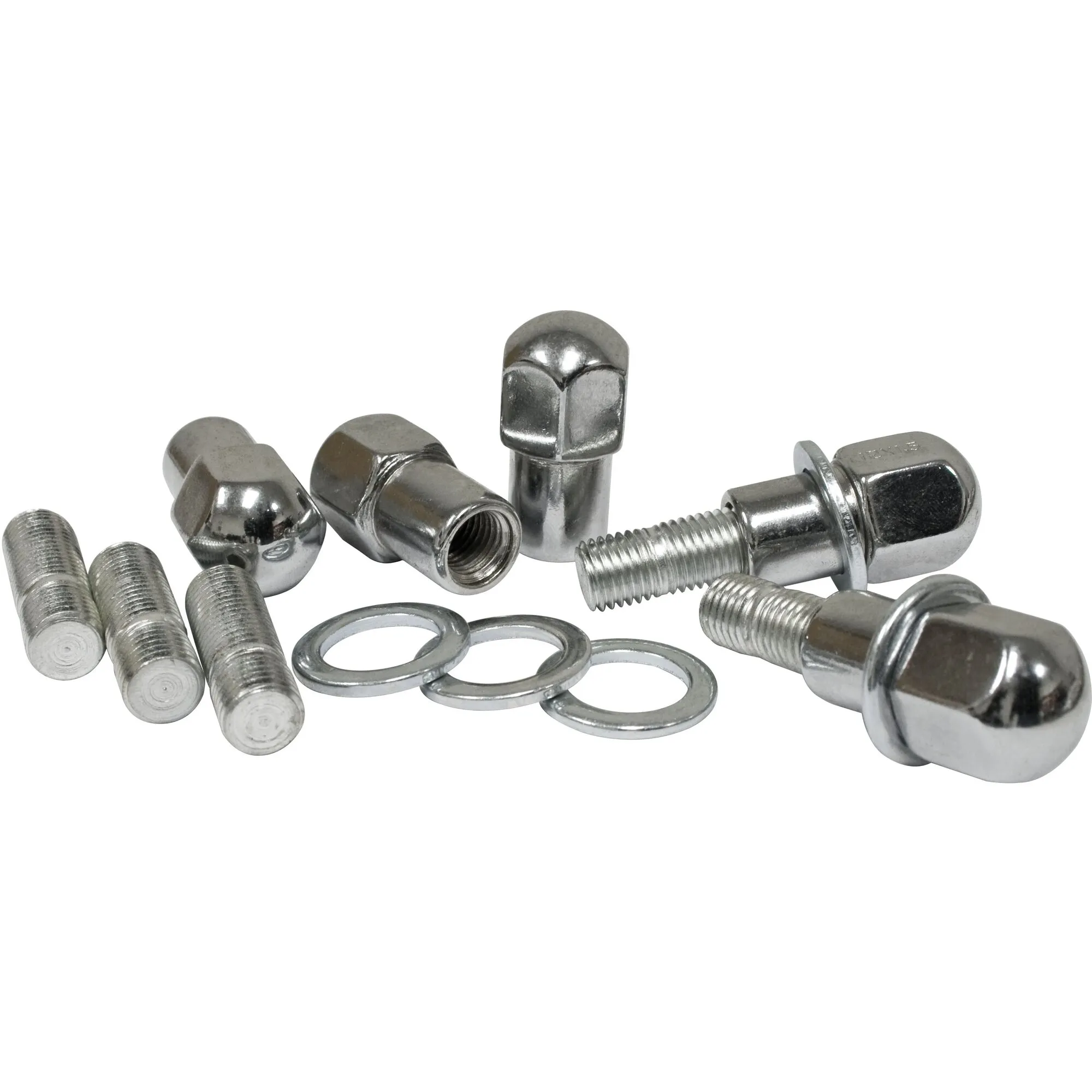 Kit Goujons et Écrous Chromés 12x1.5, Appui Plat, 5 Pièces