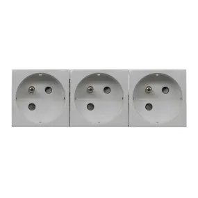 Triple prise 2P+T - 45x45 clippage direct goulotte - Efapel 45197SBR
